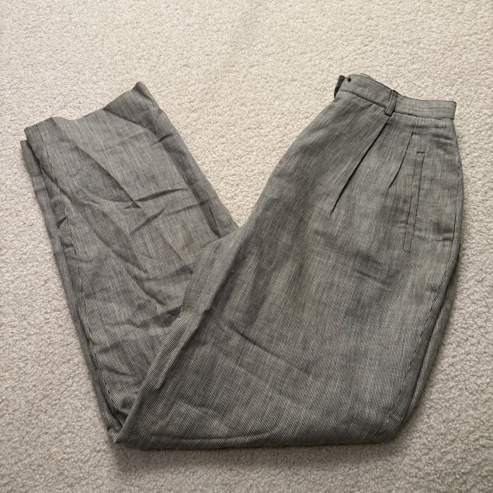 EUC vintage Ralph Lauren check pleated high waist trousers
